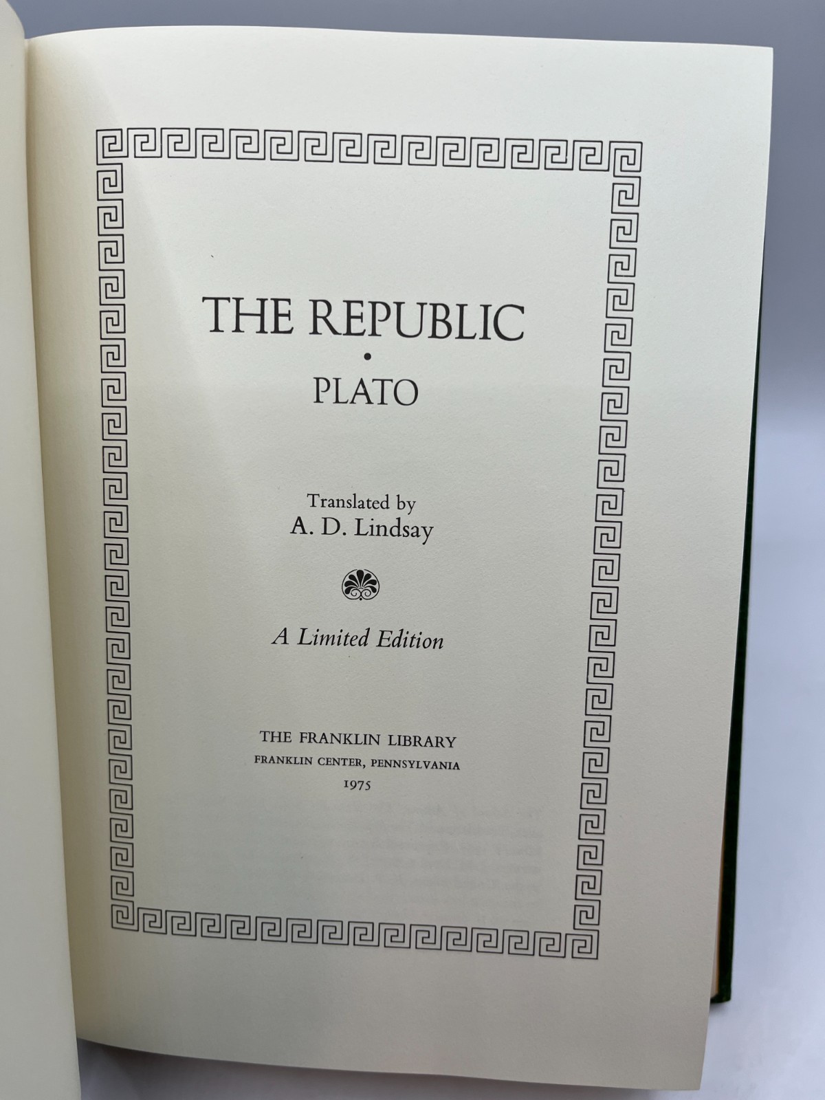 The Republic ~ PLATO ~ Franklin Library Limited Edition Leather fine binding