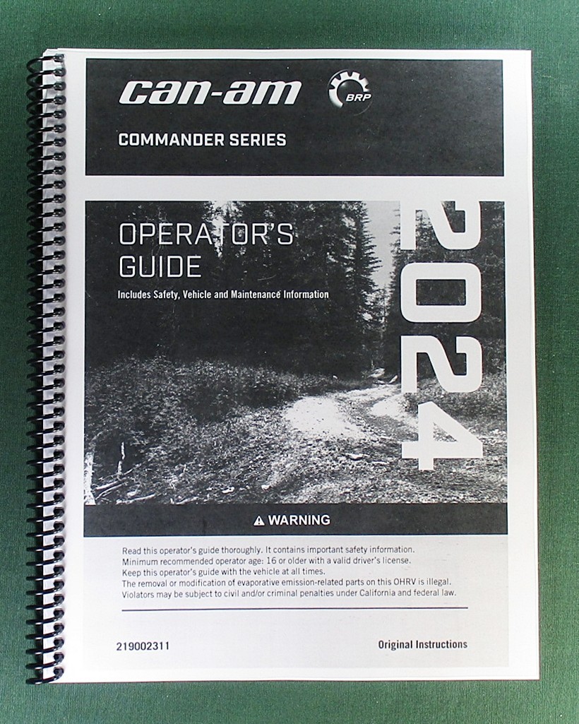 2024 Can-Am Commander XT 1000R Owner’s Manual: 246 Pages & Protective Covers