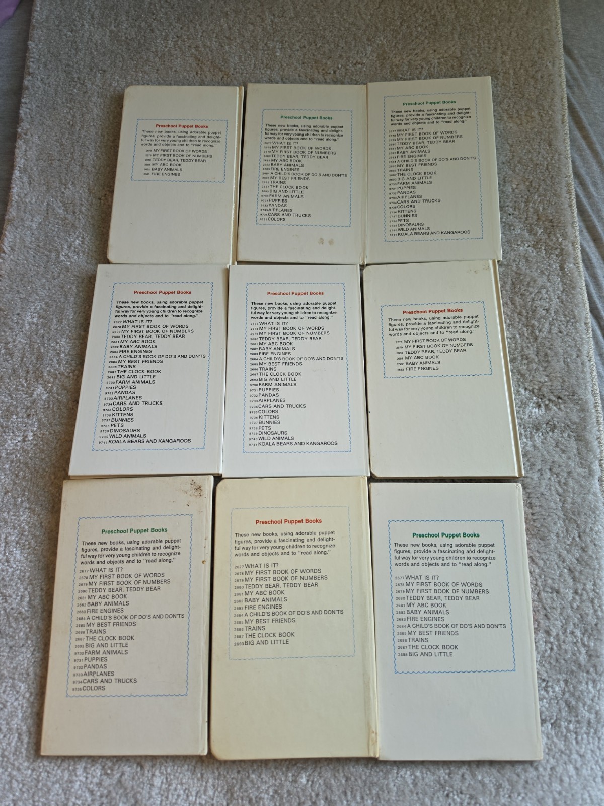 Grosset & Dunlap. A Preschool Puppet Book. Lot of 9. 1970s Vintage. Izawa.