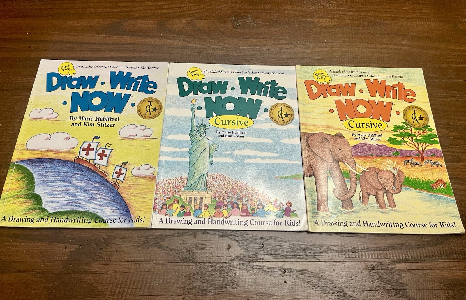 Lot of 3 Draw, Write, Now Books, Books 2, 5, 8 Handwriting Print Cursive Art