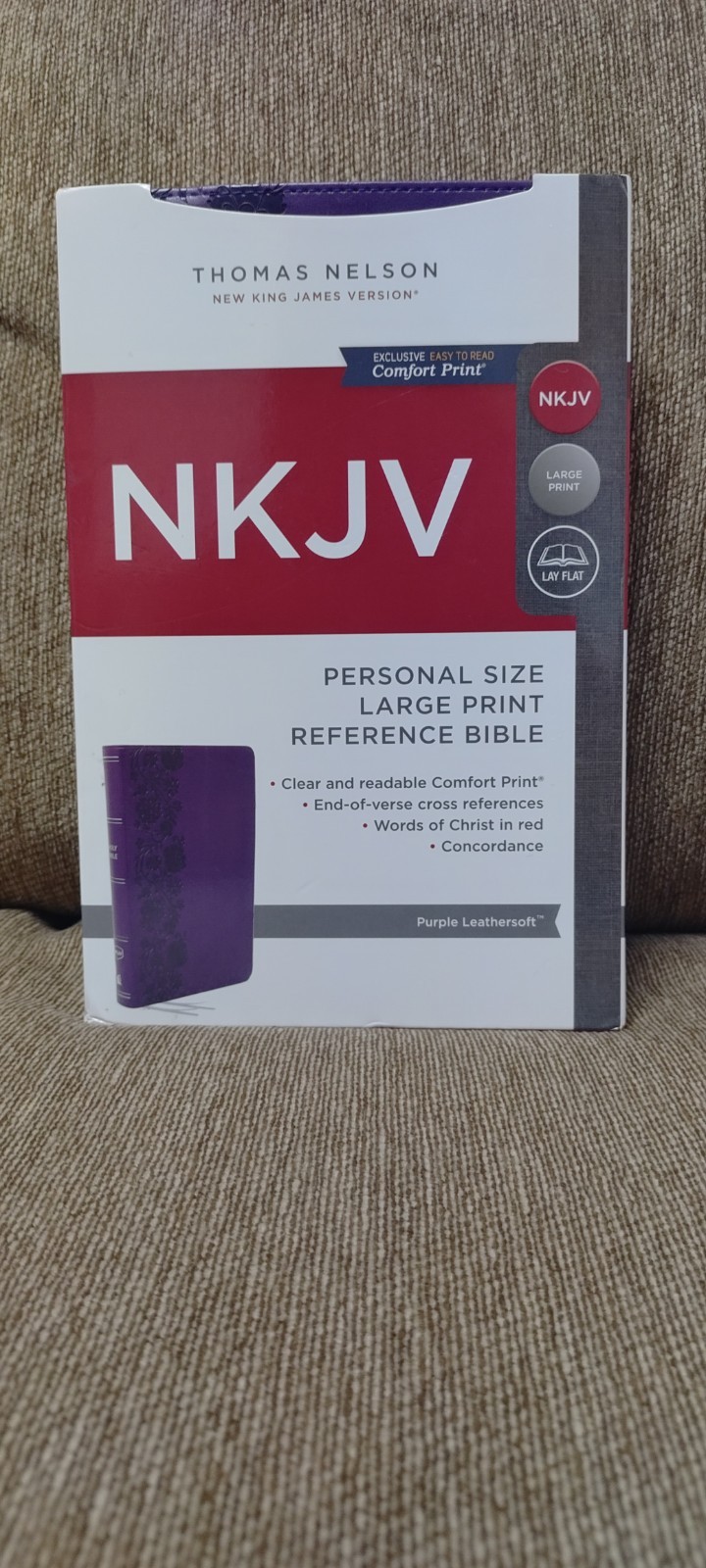 NKJV End-Of-verse Reference Bible, Personal Size Large Print, Purple leathersoft
