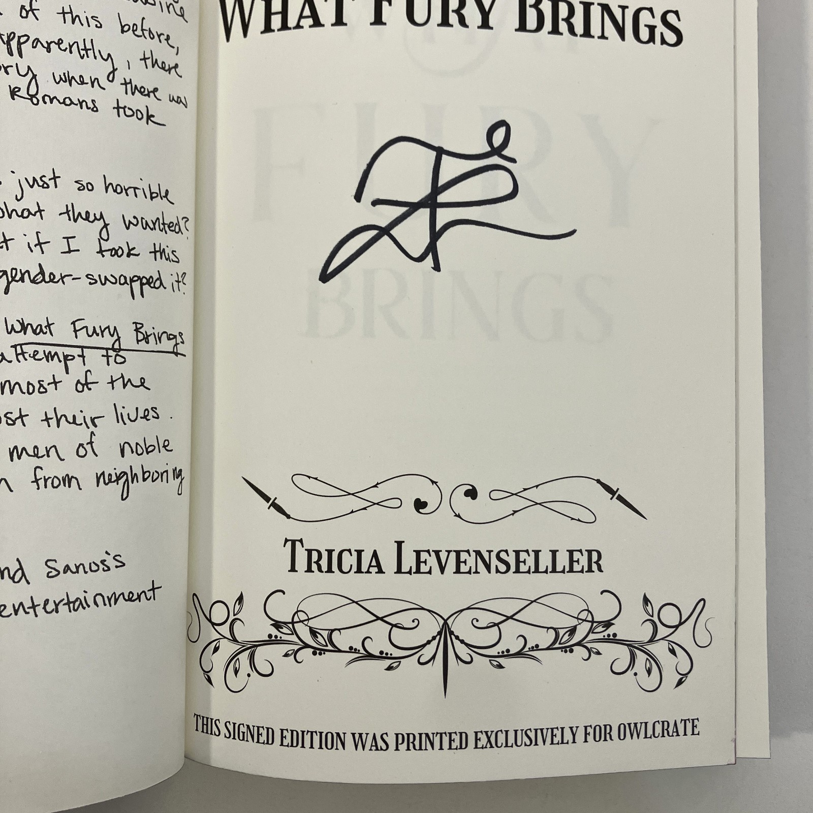 Tricia Levenseller What Fury Brings Owlcrate Signed Edition 2025 HCDJ Feiwel