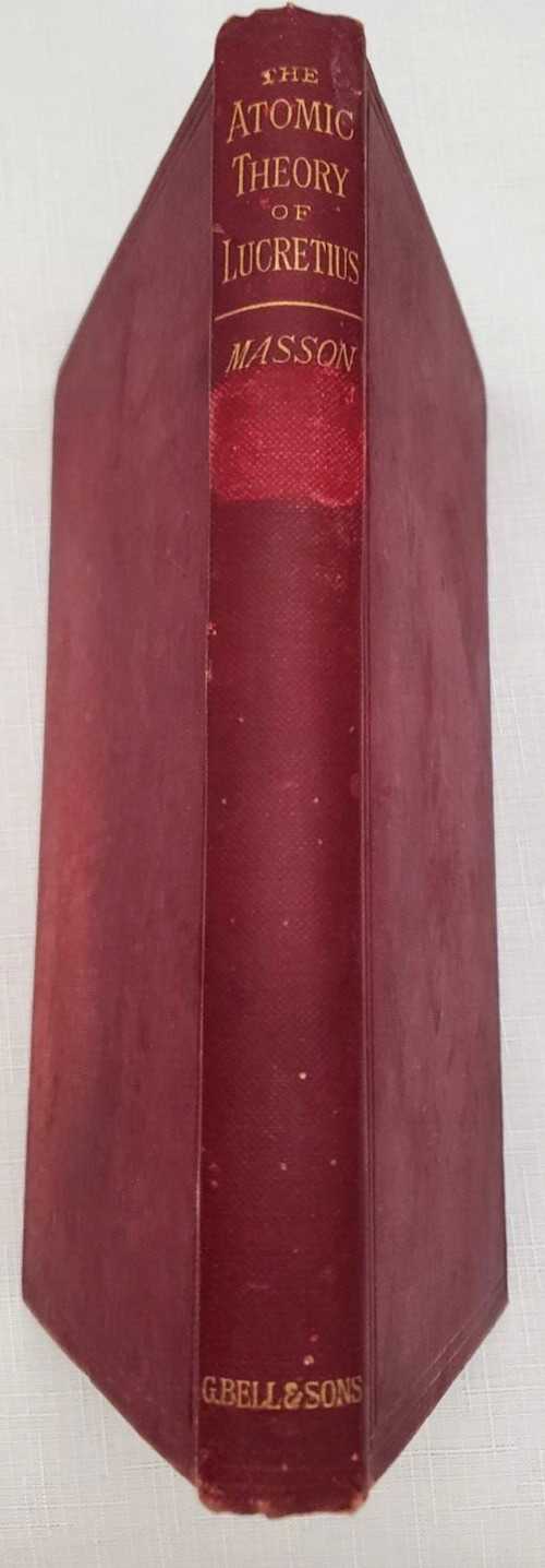 1872 Masson LUCRETIUS’ ATOMIC THEORY & MODERN SCIENCE,Evolution,Atoms,Philosophy