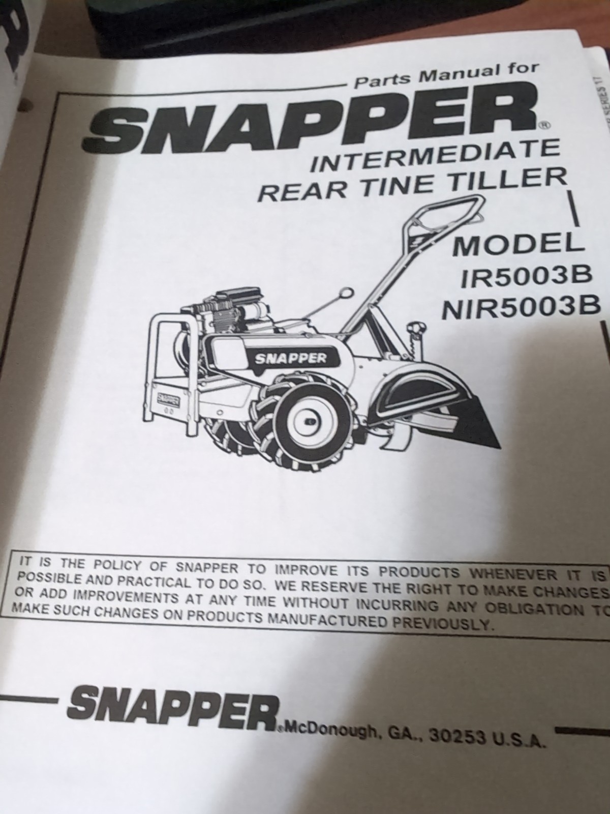 Snapper Lawnmower Parts List/Manual Binder: HC G ~1999