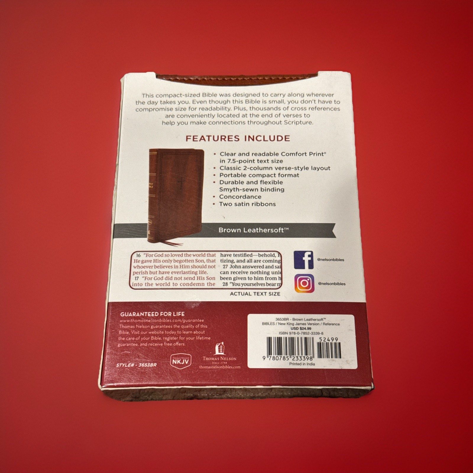 Nkjv, Reference Bible, Compact, Leathersoft, Brown, Red Letter Edition, Comfort