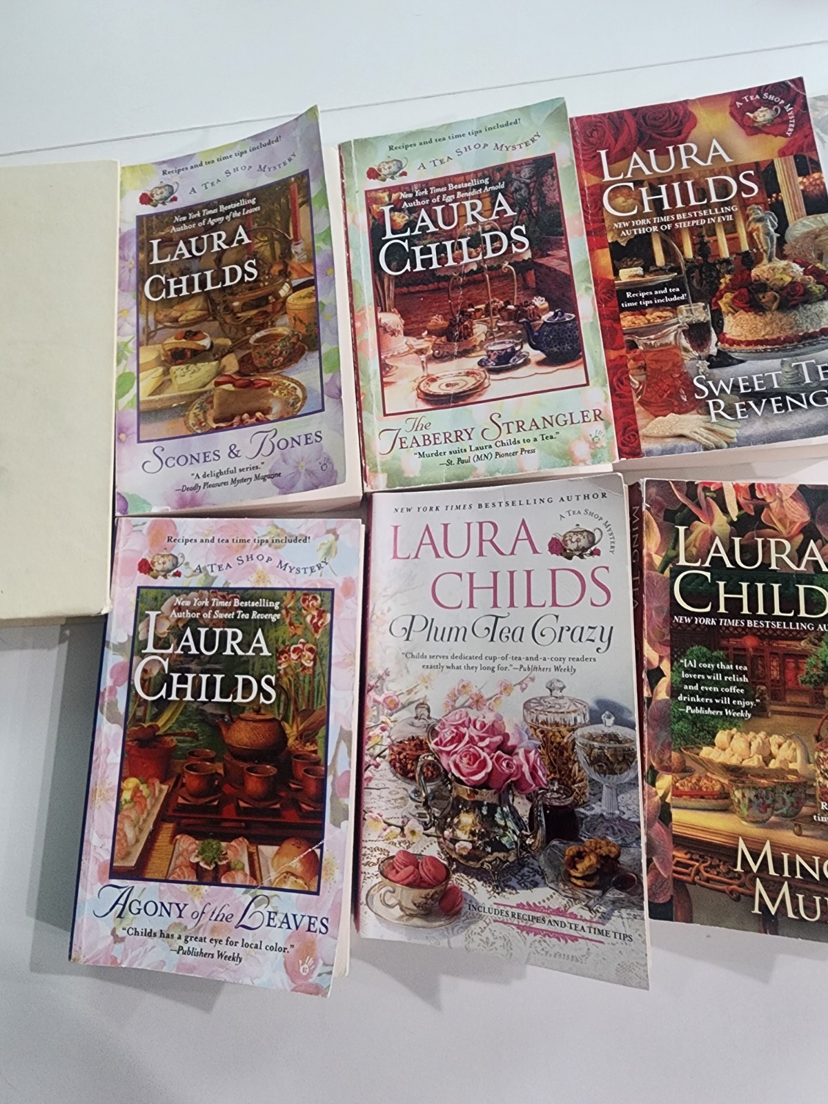 Laura Childs A Tea Shop Mystery Paperback Book Lot of 9 Tea Mysteries Set