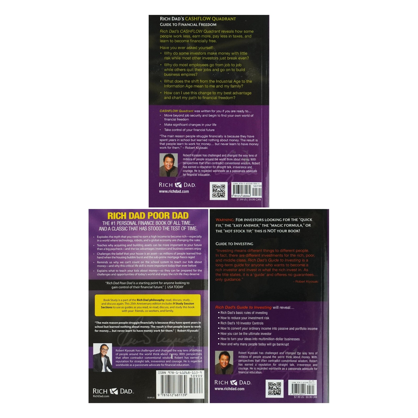 Rich Dad Poor Dad Robert T. Kiyosaki 3 Books – Paperback