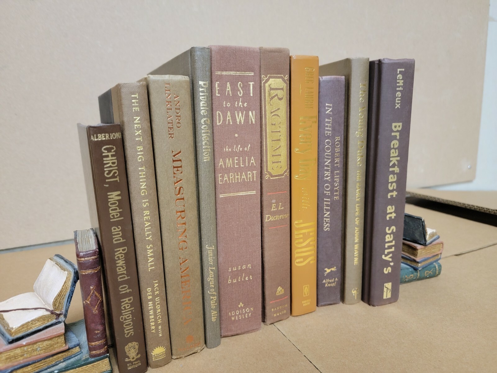 Lot of 6 Hardcover BROWN Shades Mix Books for Staging Prop Decor Modern Design