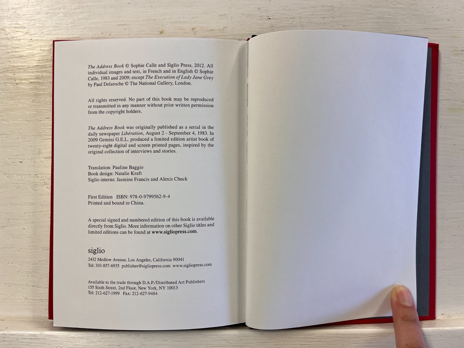 Sophie Calle: The Address Book 2012 rare conceptual art project