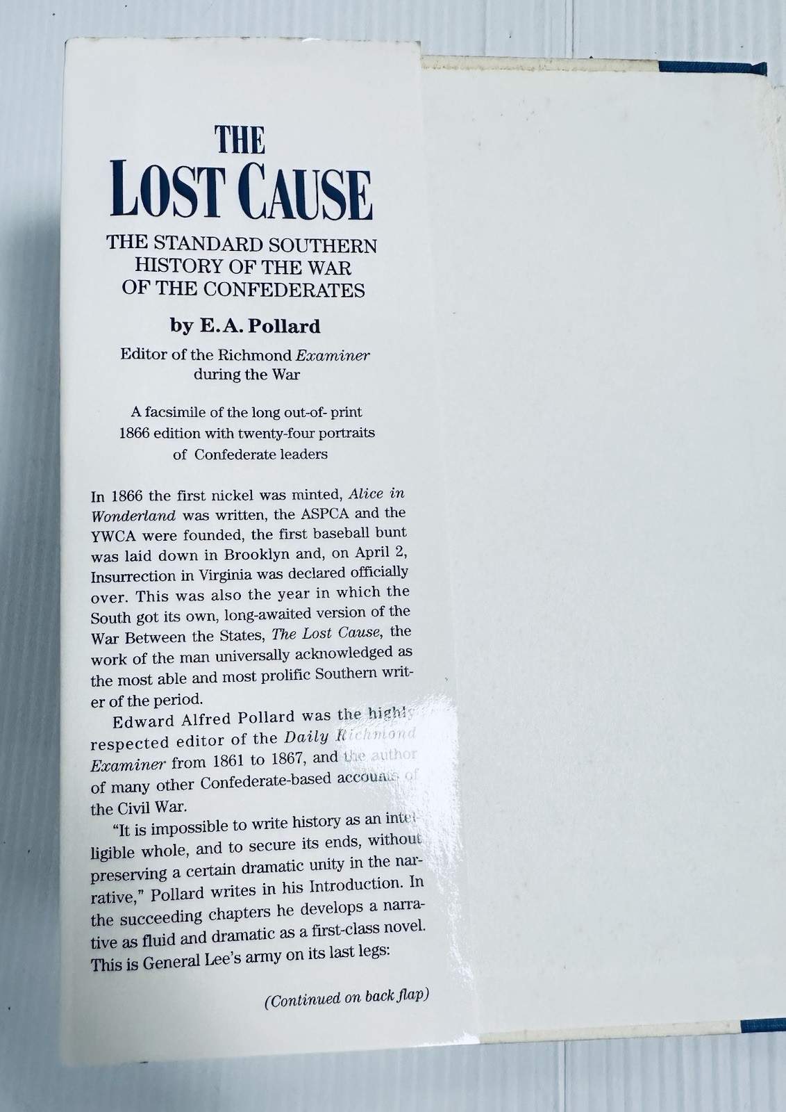 Lost Cause Hardcover E A Pollard 1994 Civil War Confederate History Study Book