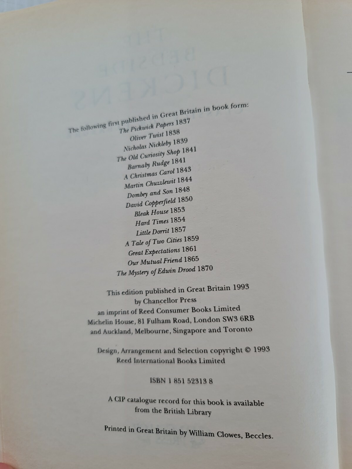 The Bedside Dickens Classics for Pleasure Charles Dickens Hardback 1993