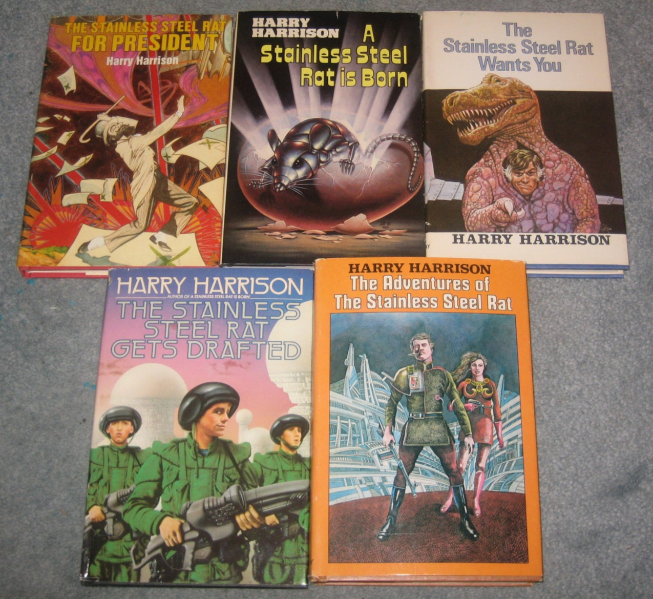 Lot of 5 Vintage Harry Harrison Stainless Steel Rat Hardcover Books BCE