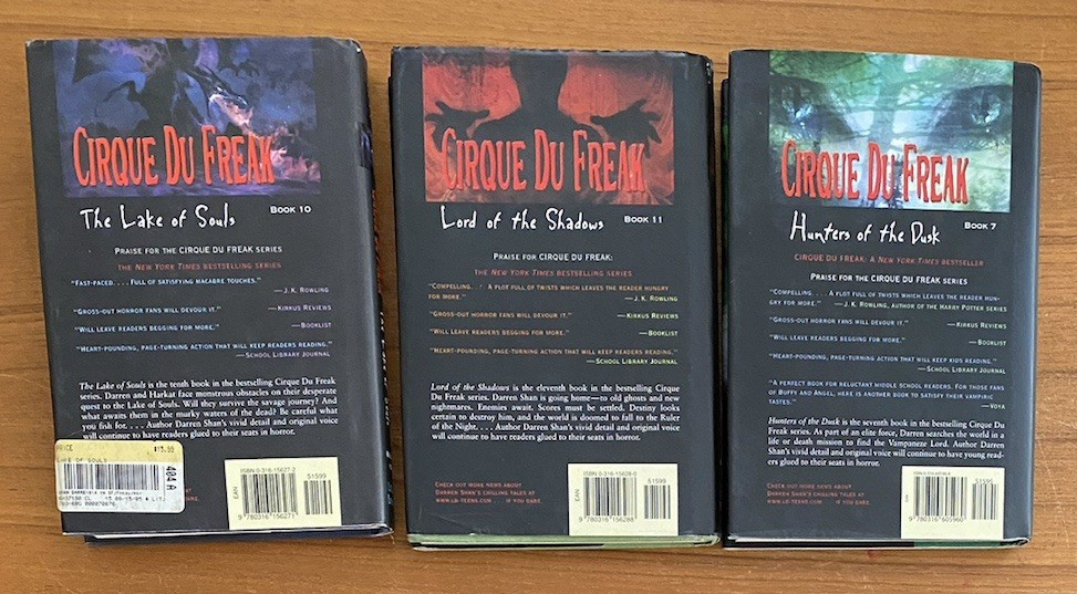 Cirque Du Freak by Darren Shan Mixed Lot 7, 10 & 11 Hardcover XLNT