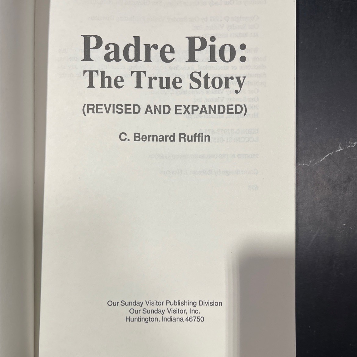 padre pio: the true story book, by c. bernard ruffin, 1991 Paperback