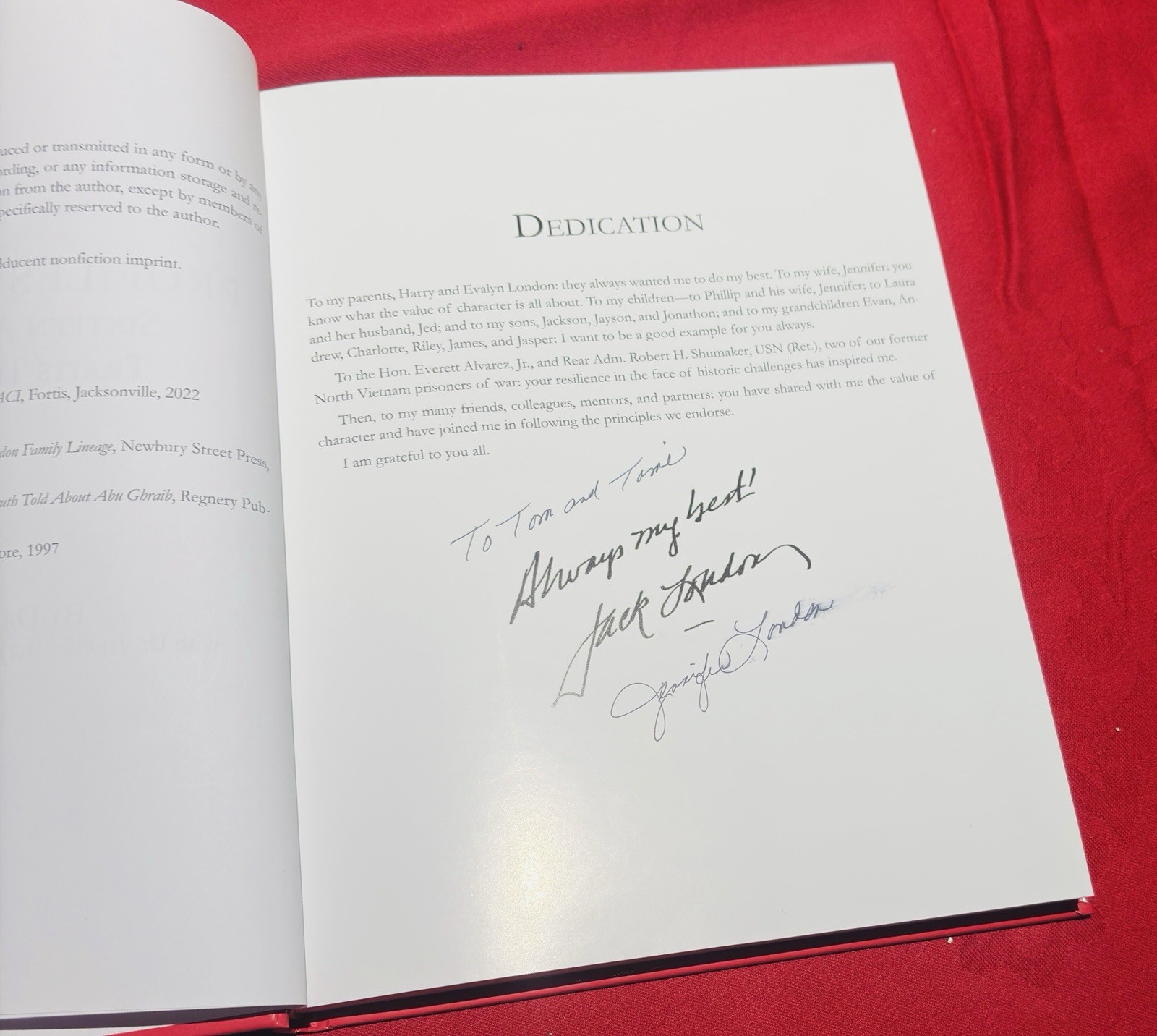 Profiles in Character by Dr. J. Phillip London Hardcover Fortis Signed Edition