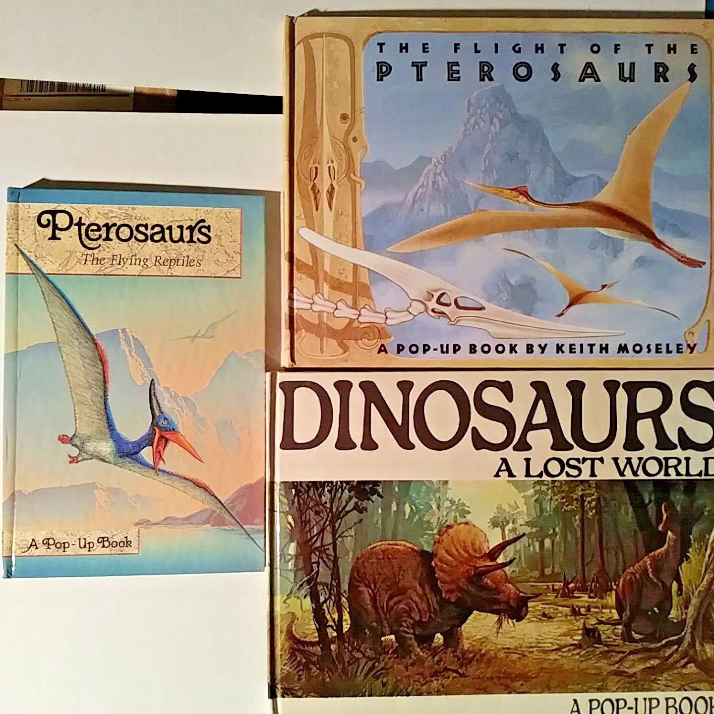 PTEROSAURS, DINOSAURS POP-UP BOOKS By Keith Moseley, 1984-88 two 1st. Eds. MINT