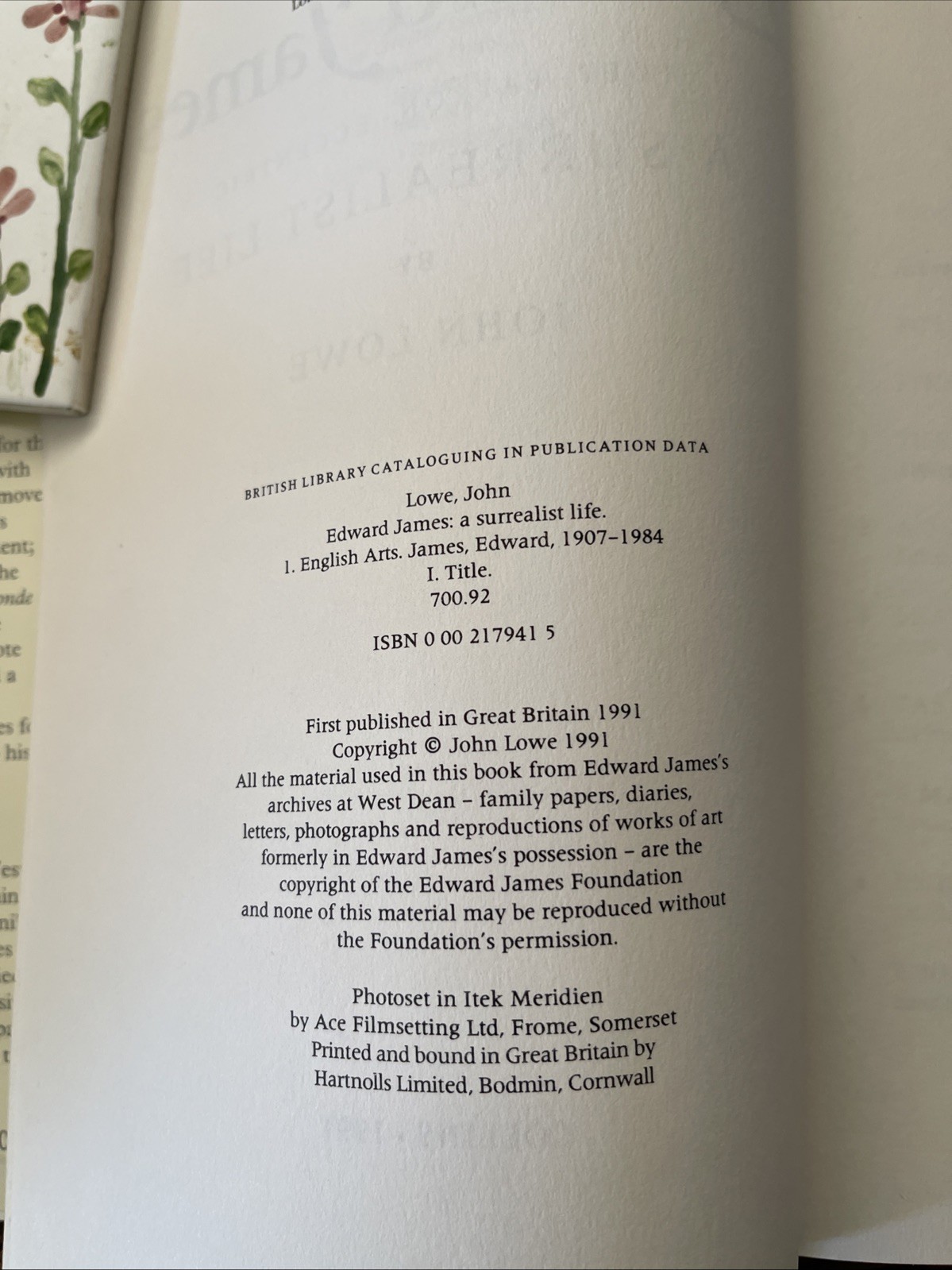 Edward James: A Surrealist Life, Poet, Patron, Eccentric HC by John Lowe 1991