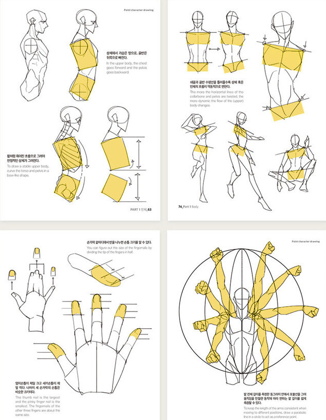 Point Character Drawing by TACO Lezhin Comics Human Body Drawing Guide Vol 1&2