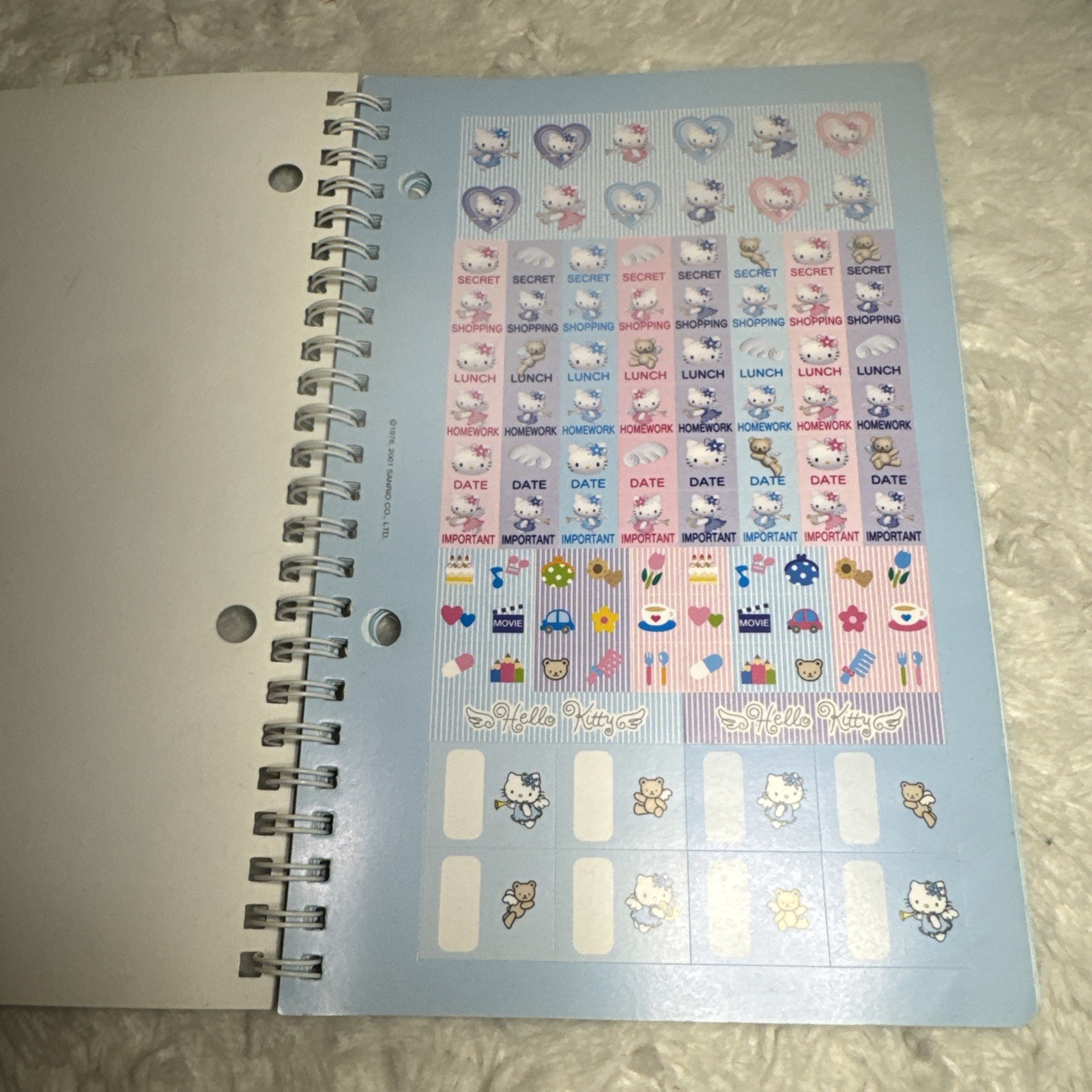 Vintage Sanrio Hello Kitty Blue Angel Student Planner & Journal 2000 & 2001 Set