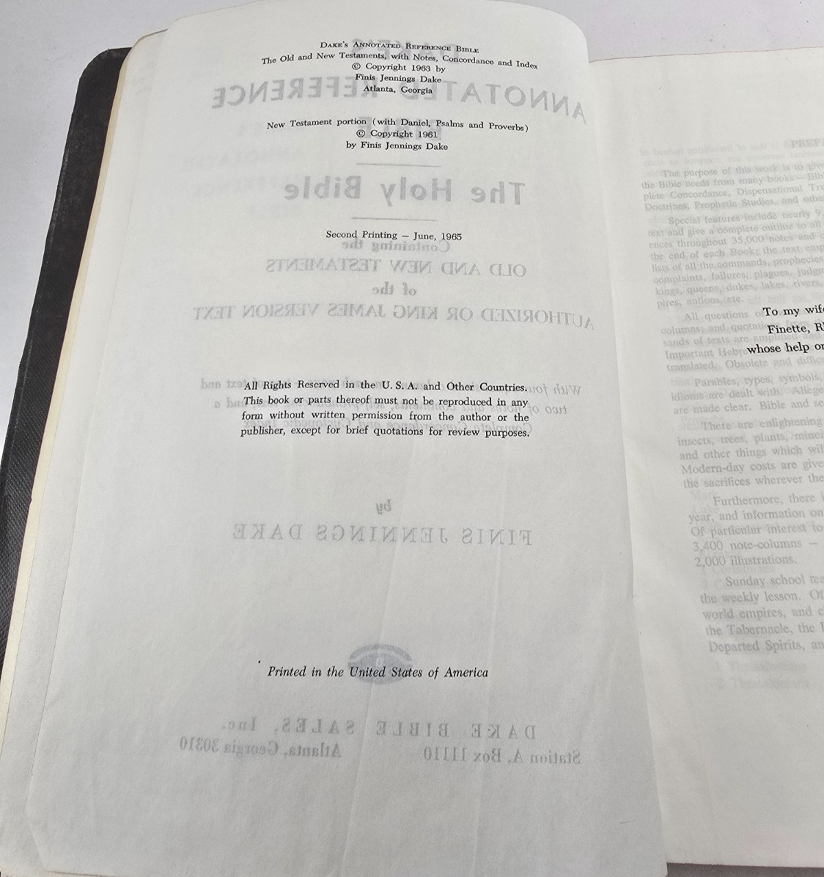 Dake’s Annotated Reference Bible Old/New 1965 Second Printing