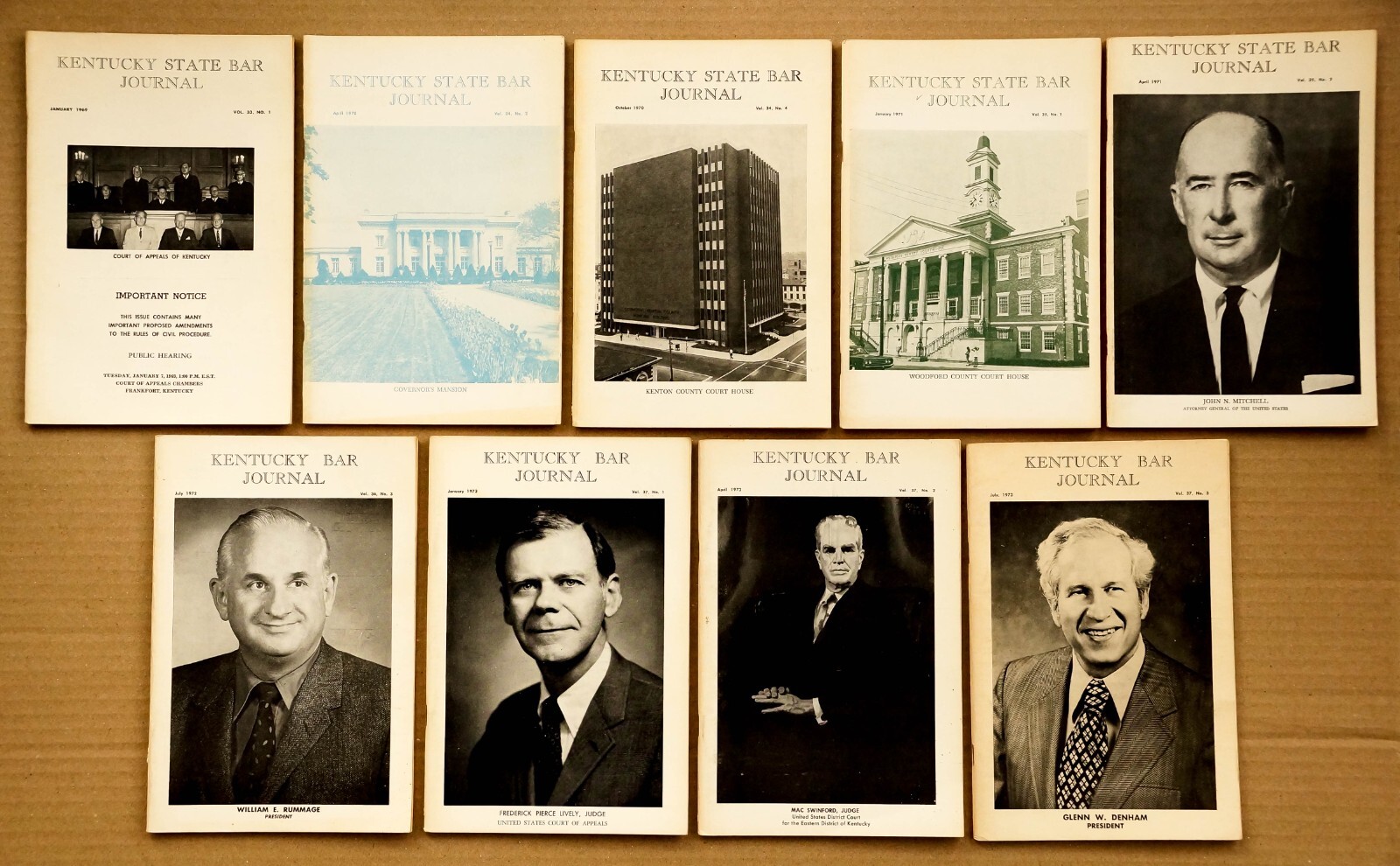 Vintage Kentucky State Bar Journal Lot of 9 Books, 1969-1973, West Publishing Co
