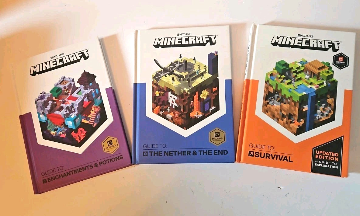 Minecraft Guide Books: Lot of 3 Survival, Enchantment & Potions,Nether & the End