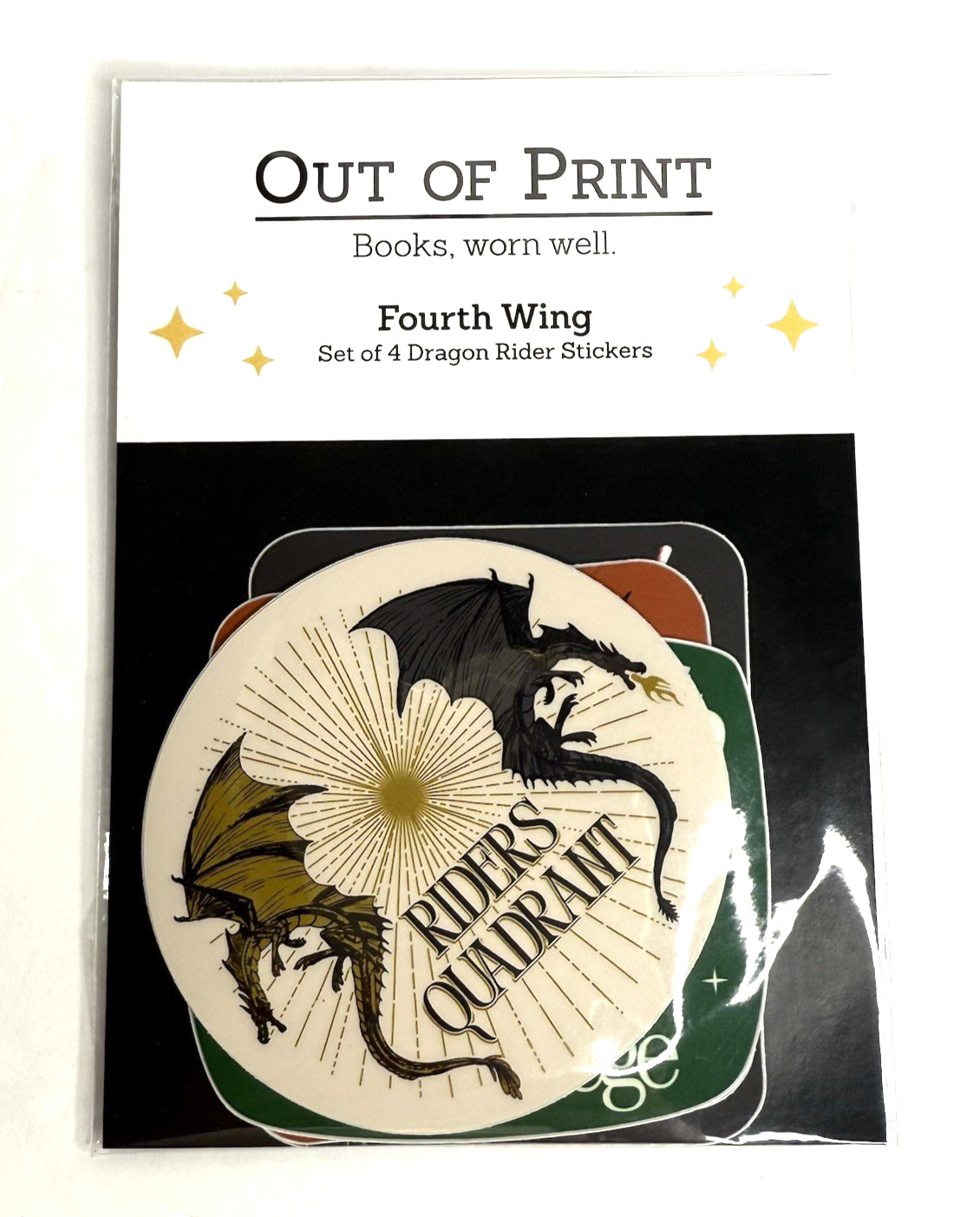 Out of Print Fourth Wing Set of 4 Dragon Rider Stickers The Empyrean Series