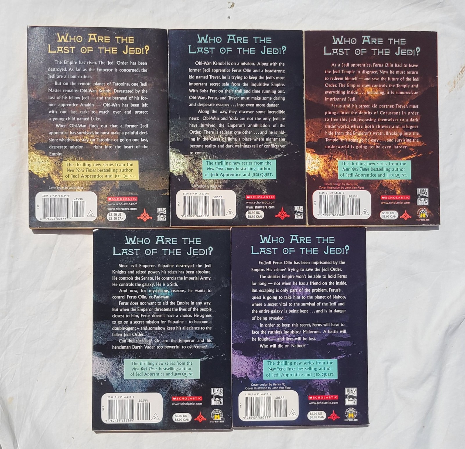 Star Wars LAST OF THE JEDI 1-5 Book Lot Jude Watson 2005 Scholastic1 2 3 4 5
