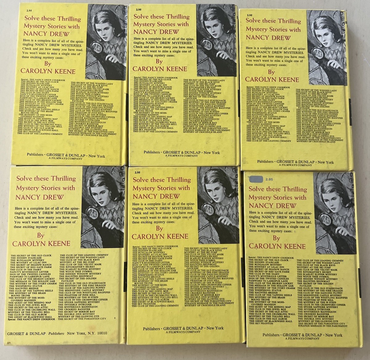 Nancy Drew Mystery Stories Vol 1-6 Lot Of 6 Hardcover By Carolyn Keene 1959-1965