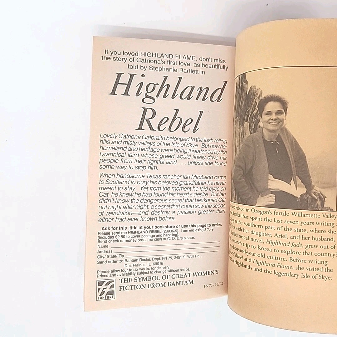 Highland Flame by Stephanie Bartlett 1st Bantam Edition 1992 Mass Market Book