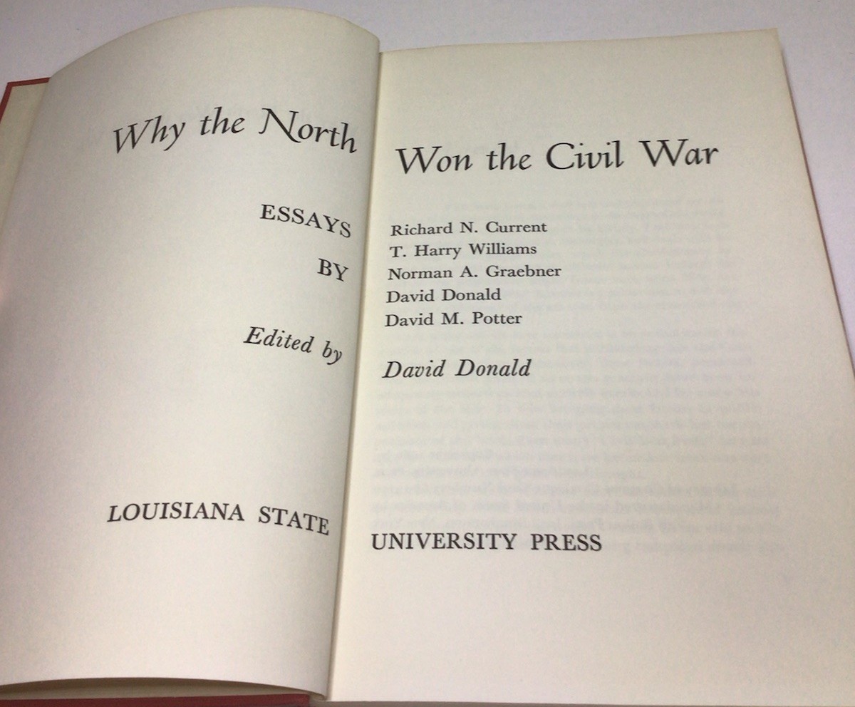 Why The North Won The Civil War Edited By David Donald Hardcover 1960