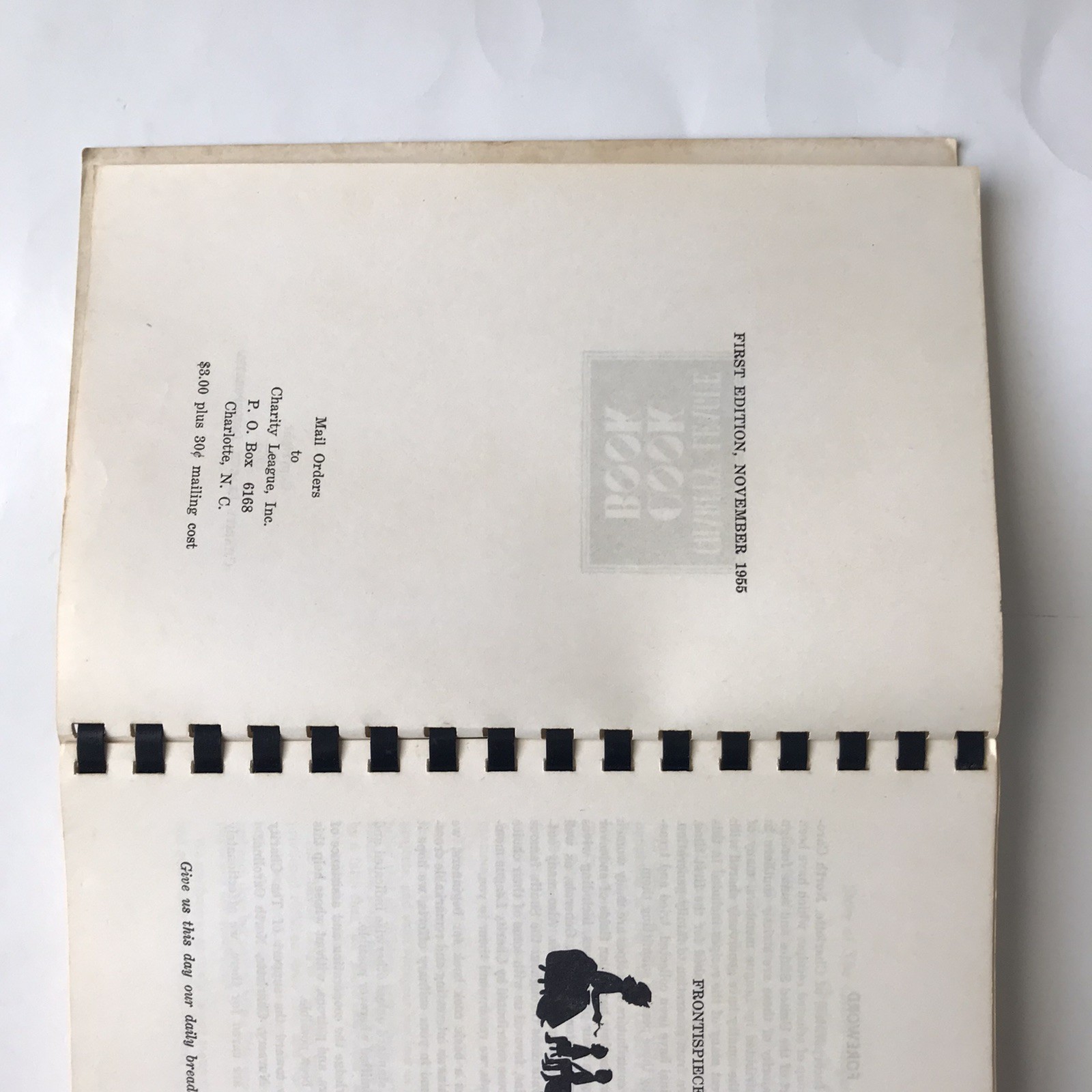 Charity League Cook Book Cookbook Charlotte North Carolina First Edition 1955