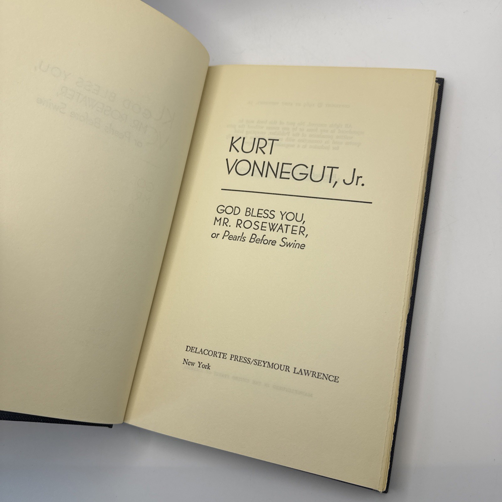 God Bless You, Mr. Rosewater Hardcover by Kurt Vonnegut Jr. Delacorte Press 1965