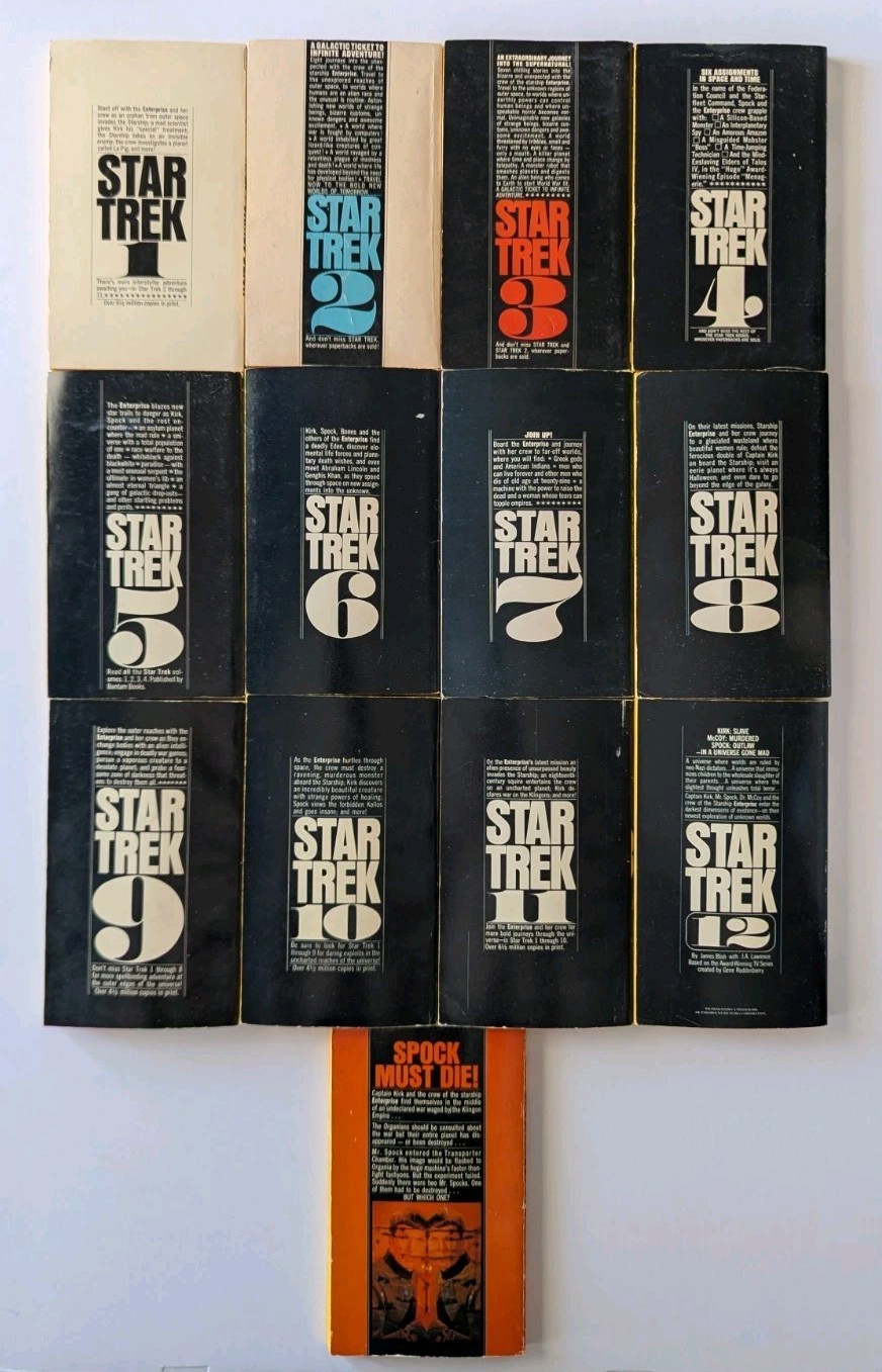 13 BOOK LOT Star Trek Episode Complete Set 1-12 + Spock Must Die by James Blish