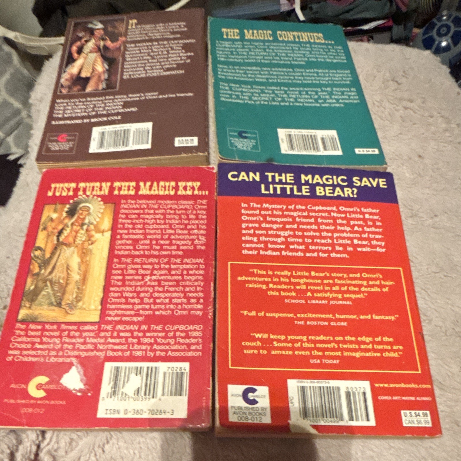 Lot of 4 Lynne Reid Banks Indian in the Cupboard Series Paperback Books
