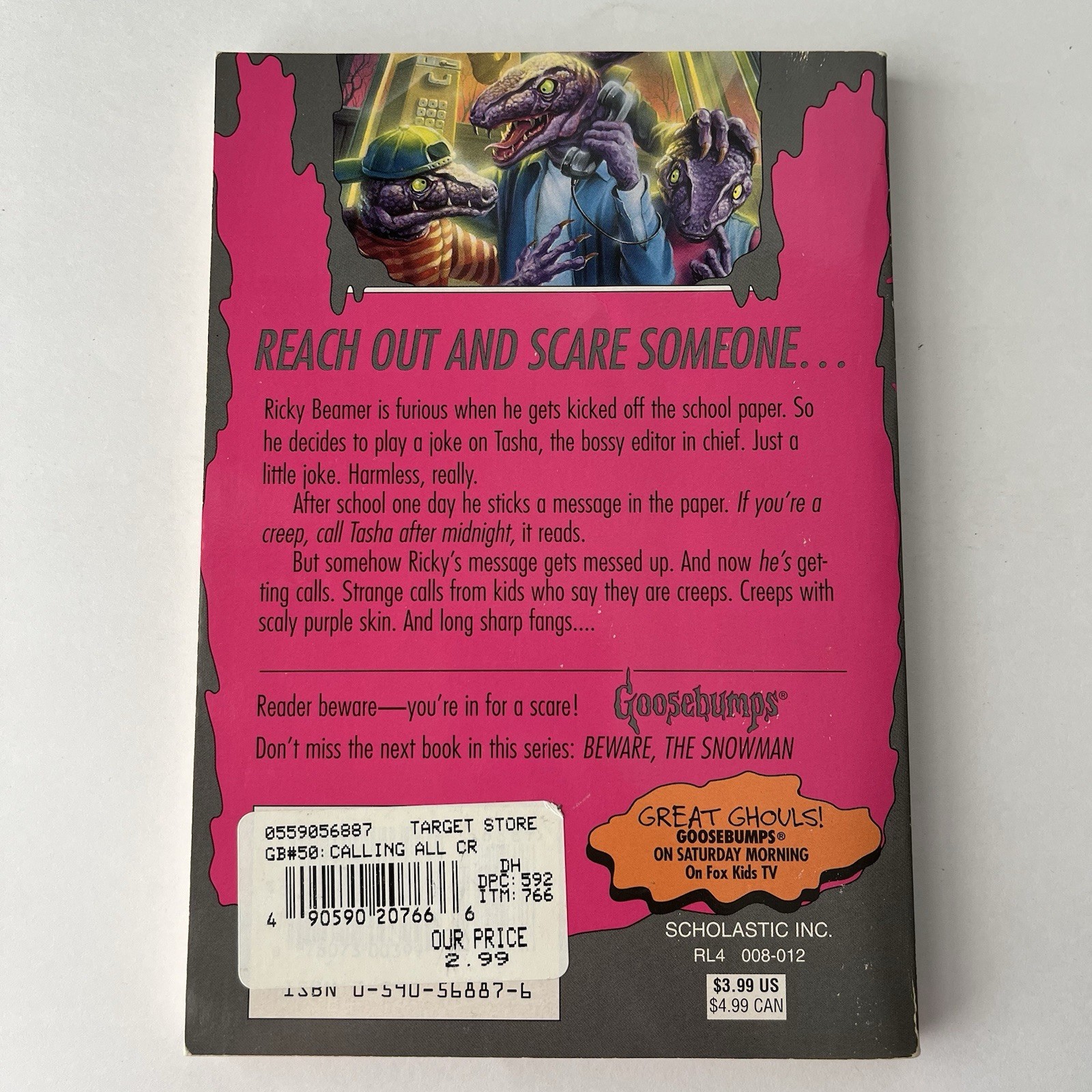 Goosebumps Calling All Creeps #50 With Cards And Bookmark 1996 First Print PB