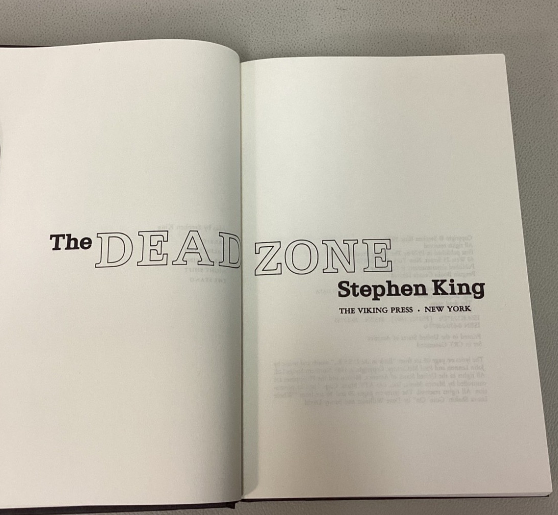 Stephen King THE DEAD ZONE 1979 Viking HC w/ DJ VGC ~ Gutter code MP2FF