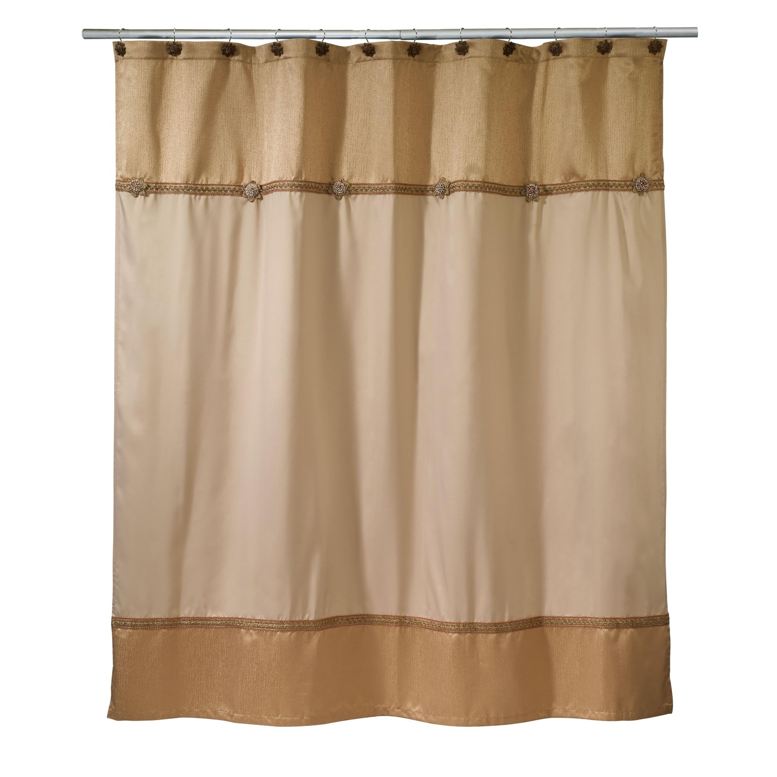 – Fabric Shower Curtain, Embroidered Bathroom Decor (Braided Medallion Collec…