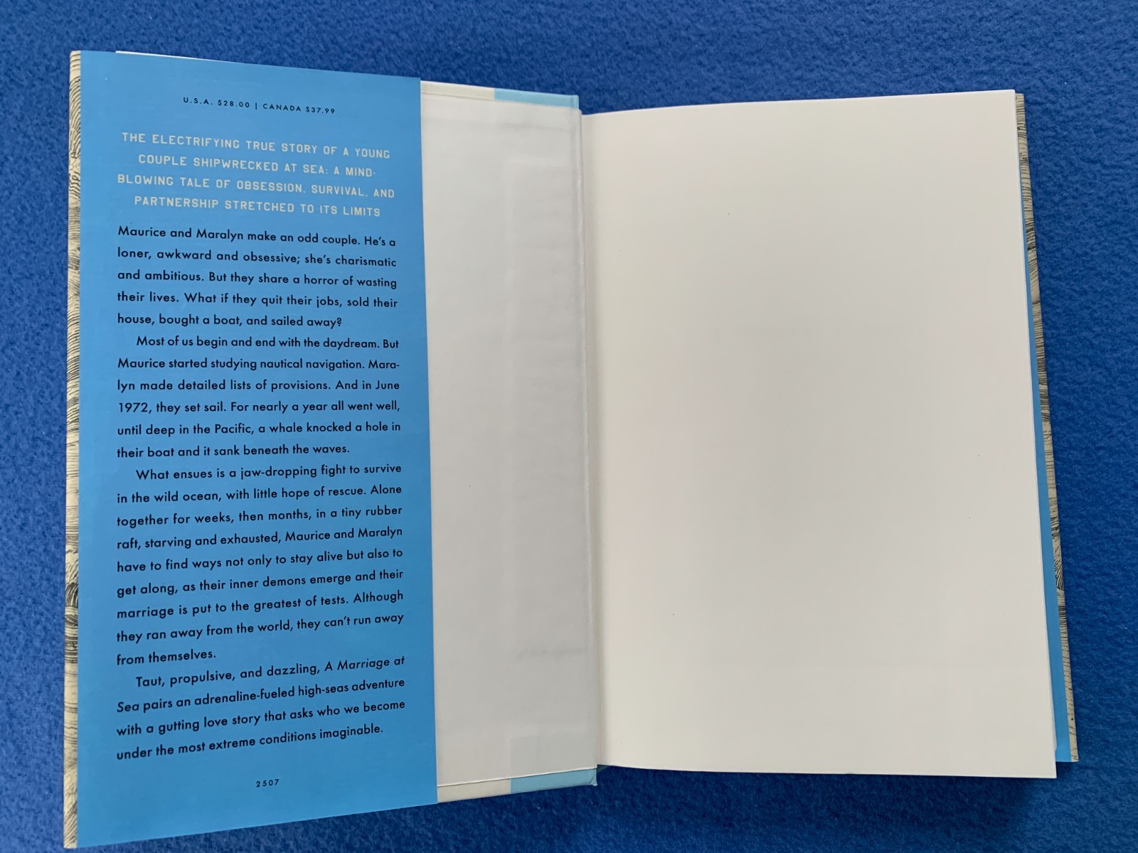 A Marriage at Sea, Sophie Elmhirst. True Story Love, Obsession, Shipwreck. HB DJ
