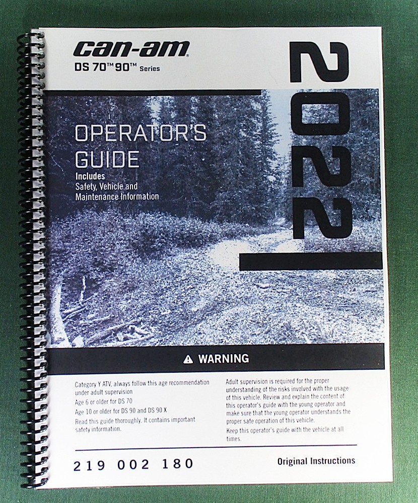 2022 Can-Am DS 70 Owner’s Manual: 164 Pages & Protective Covers!