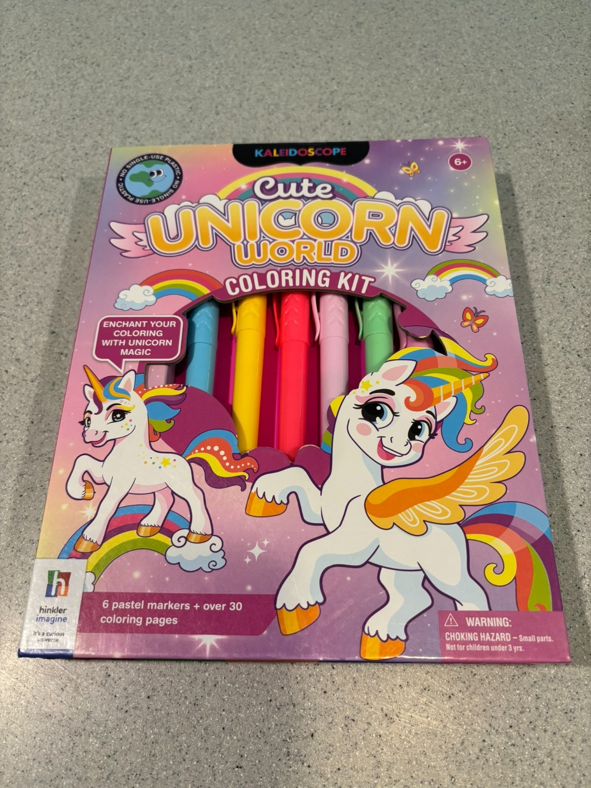 Kaleidoscope Cute Unicorn World Coloring Kit – Pastel Markers & 30 Coloring Pgs.