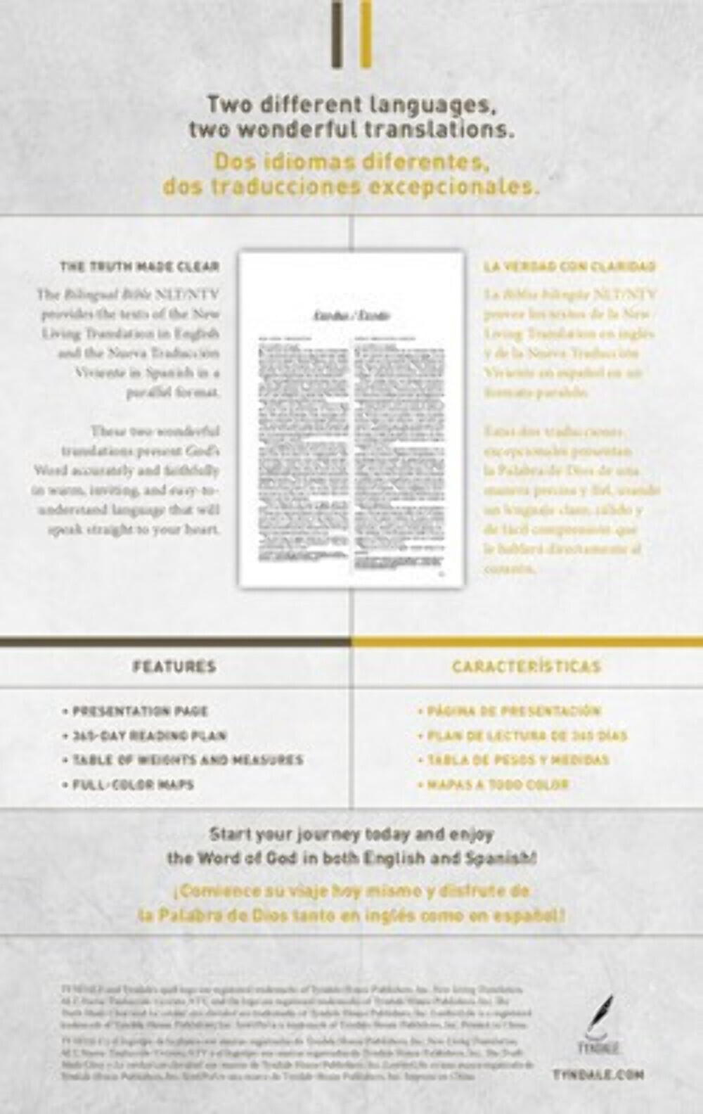 Biblia Bilingüe Nueva Traducción Viviente NTV Bilingual Bible NLT negro