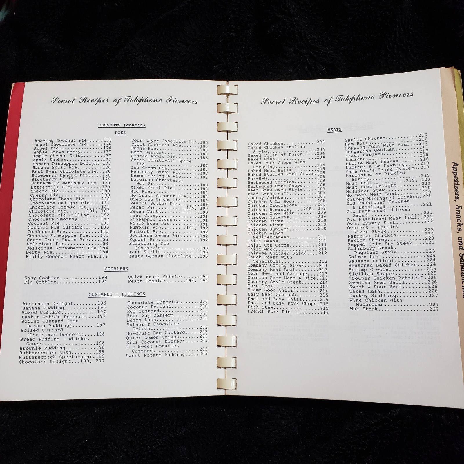 Secret Recipes of Telephone Pioneers Cookbook Chaper 1961 South Carolina 1982