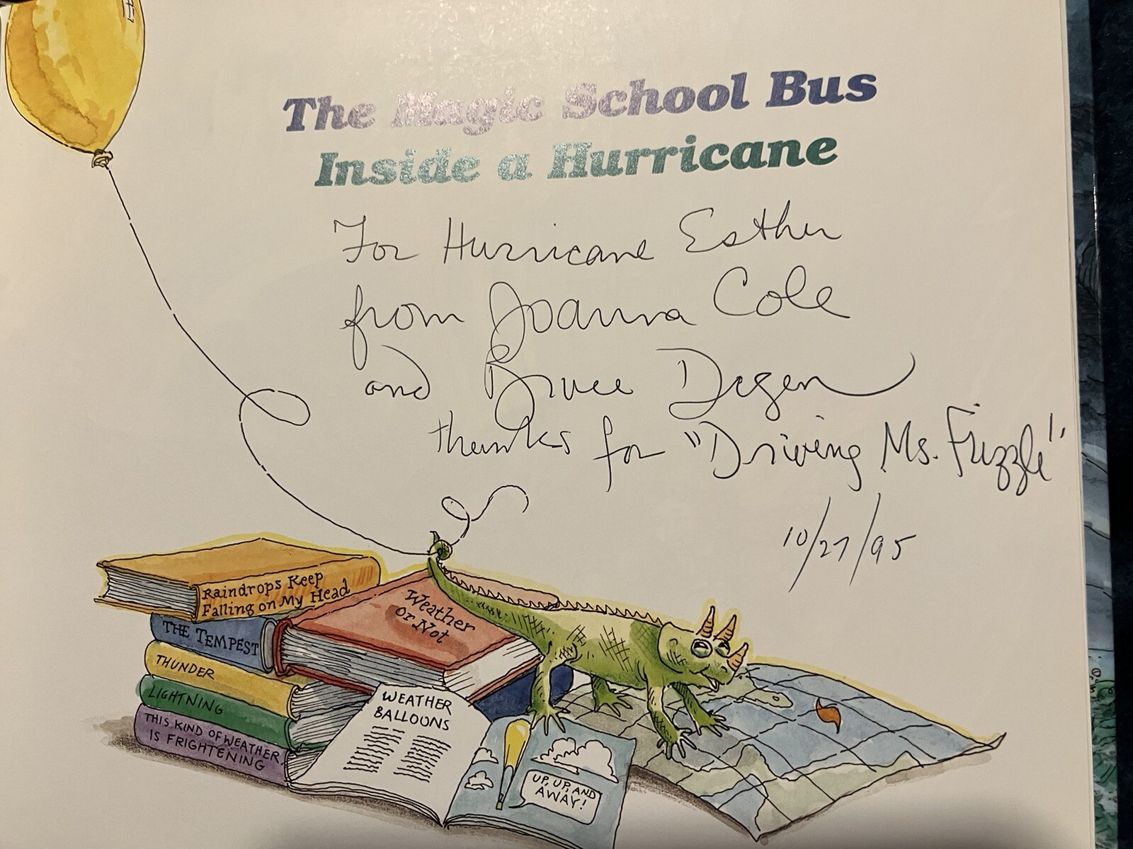 Joanna Cole/Bruce Degen THE MAGIC SCHOOL BUS INSIDE A HURRICANE *SIGNED* by both