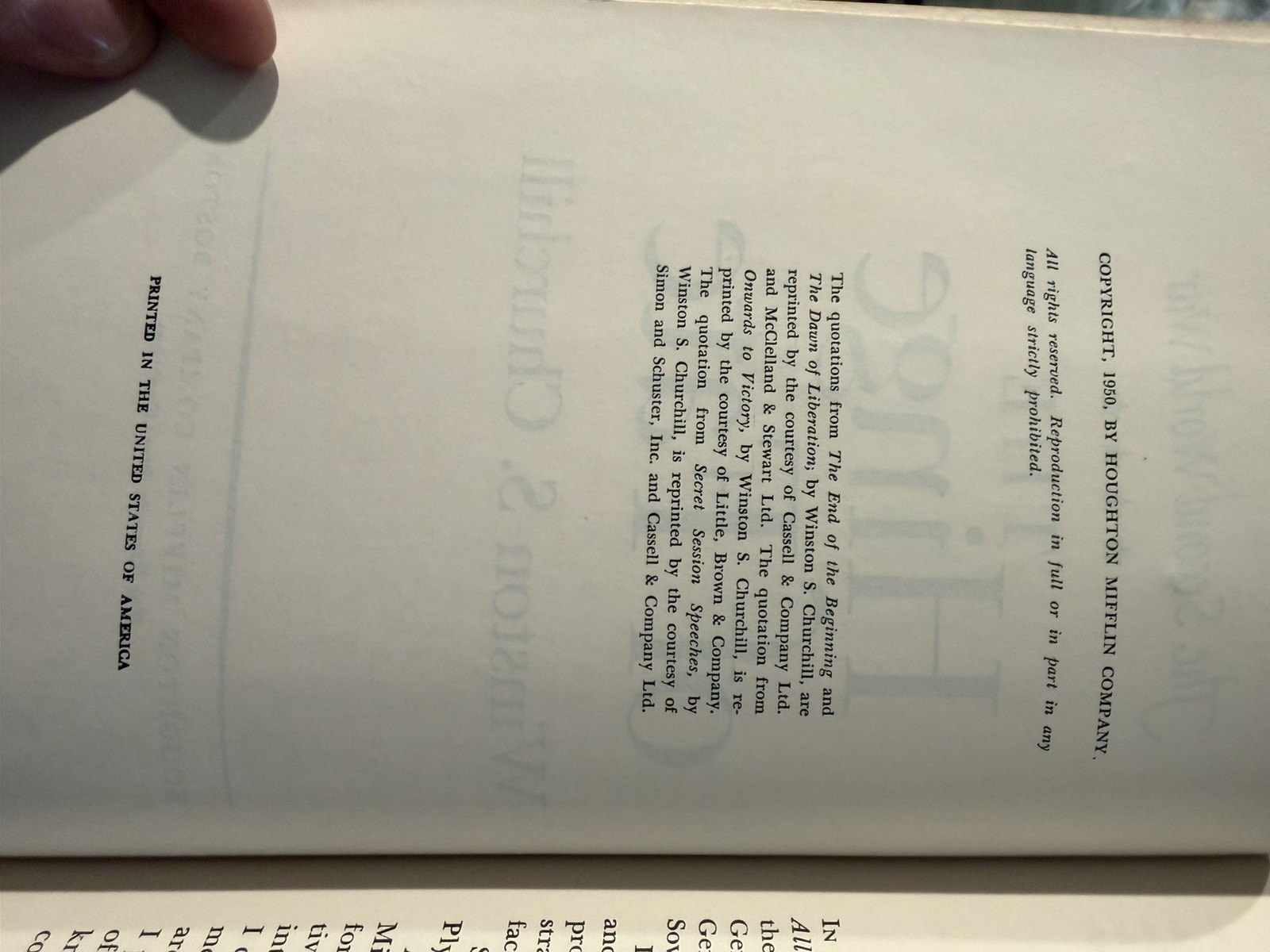 Vintage The Hinge of Fate By Winston Churchill The Second World War 1st Ed. 1949