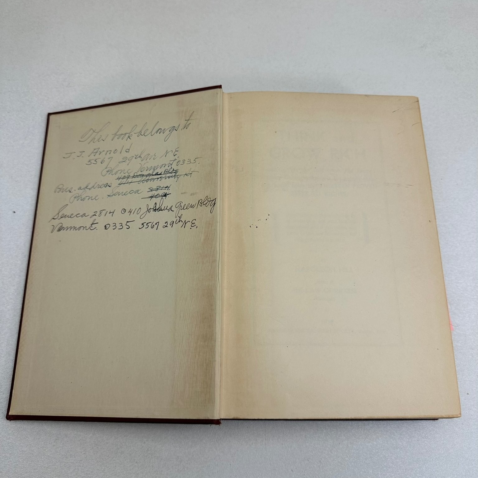 Think and Grow Rich Napoleon Hill 1937 Fourth Printing Self-Help Ralston Society