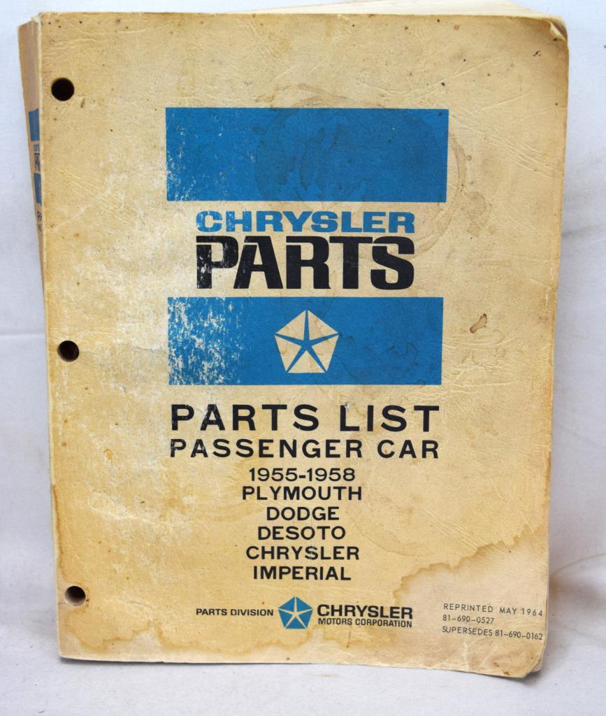1964 Chrysler Parts List Passenger Car 1955-1958 Plymouth Dodge DeSoto Imperial
