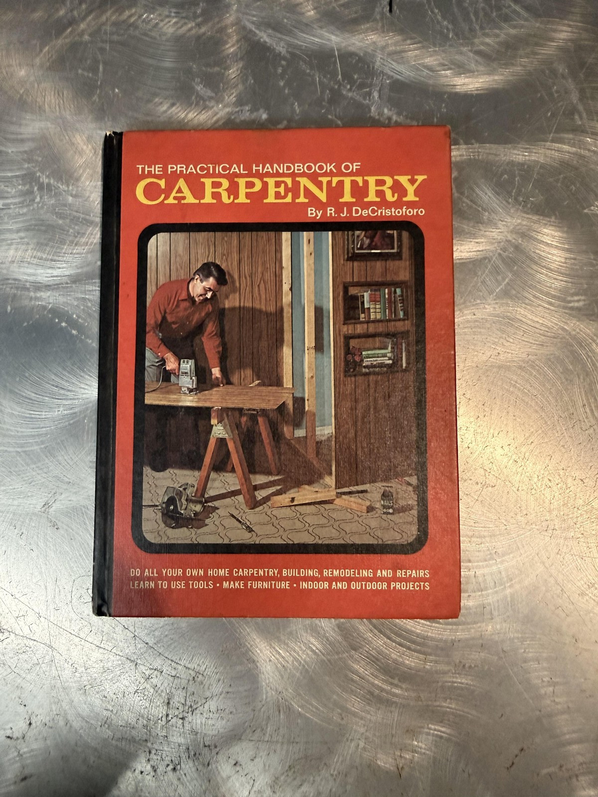 Vintage Practical Handbook Of Carpentry R.J. DeCristoforo Fawcett Red HC 1964