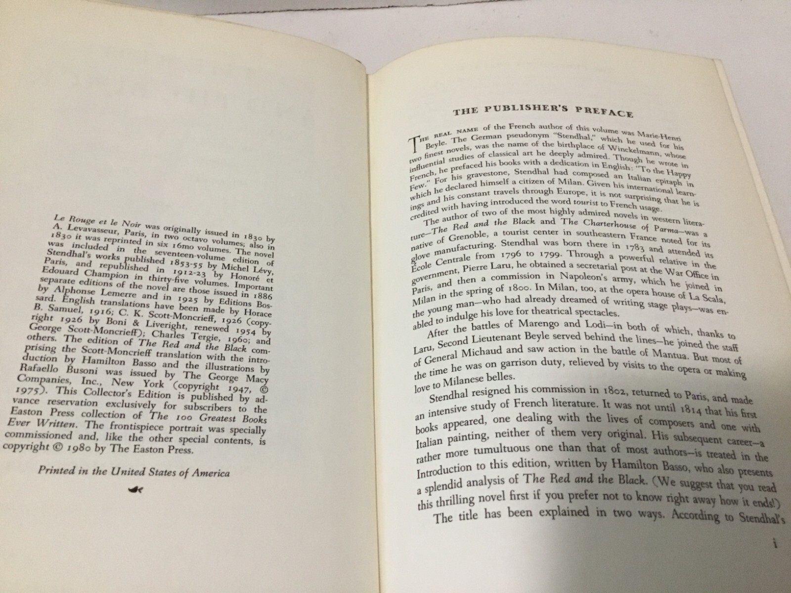 The Read and The Black by Marie – Henrie Beyle (Stendhal). Easton Press. 1980.