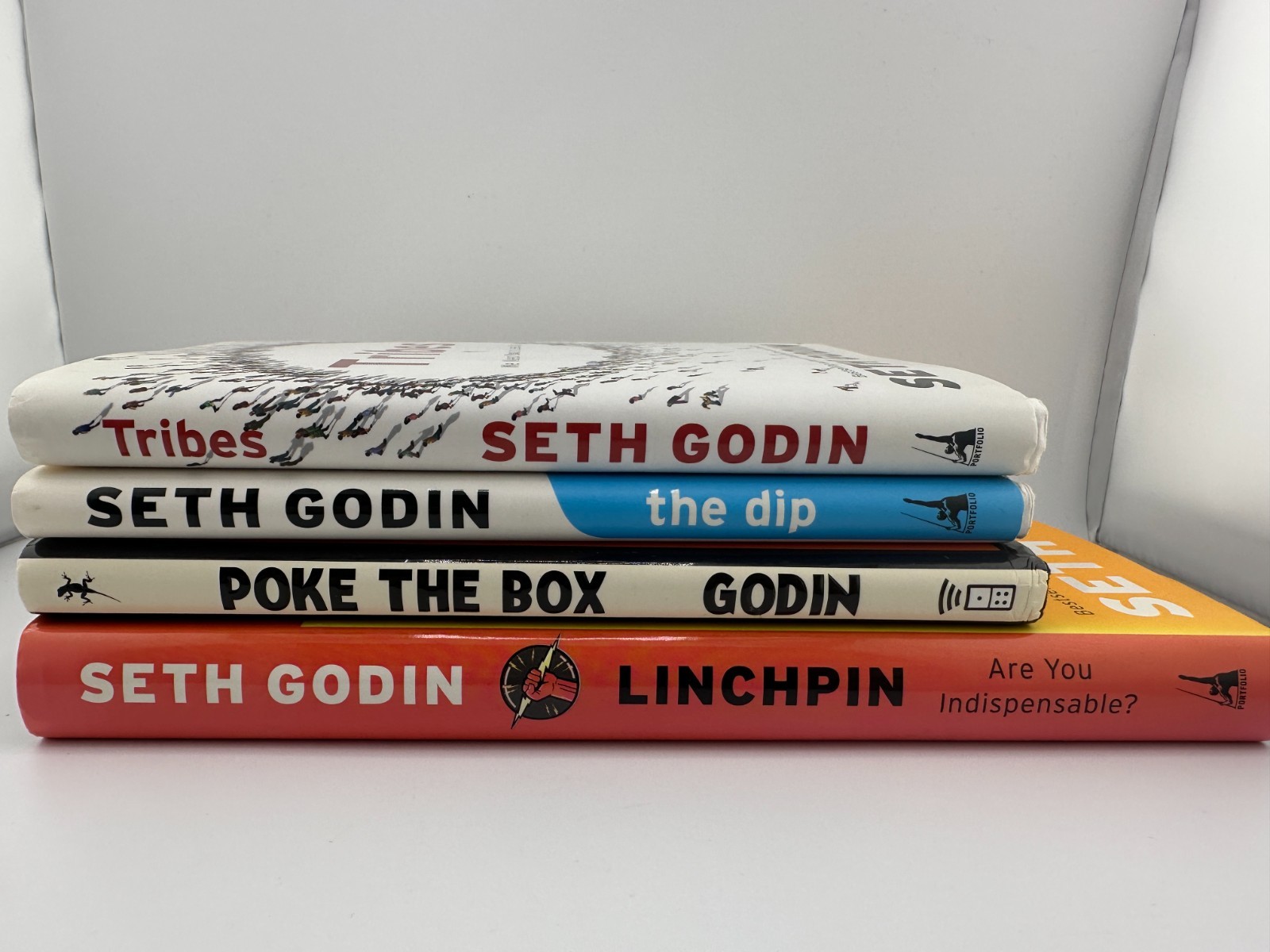 Signed Seth Godin Linchpin + 3 Book HC Lot Tribes Dip Poke Box